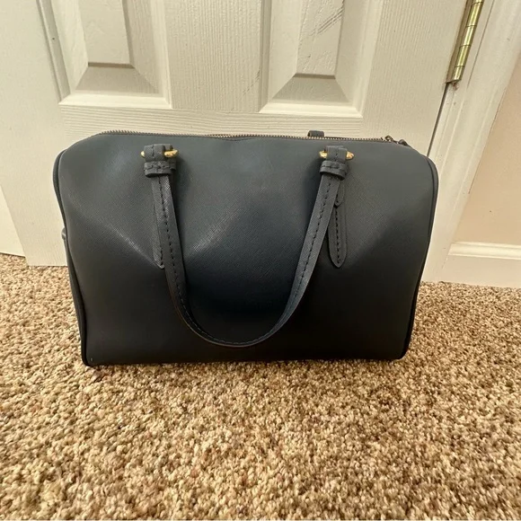 Coach Women's Peyton Leather Nancy Satchel, Navy Blue Handbag - Picture 3 of 14